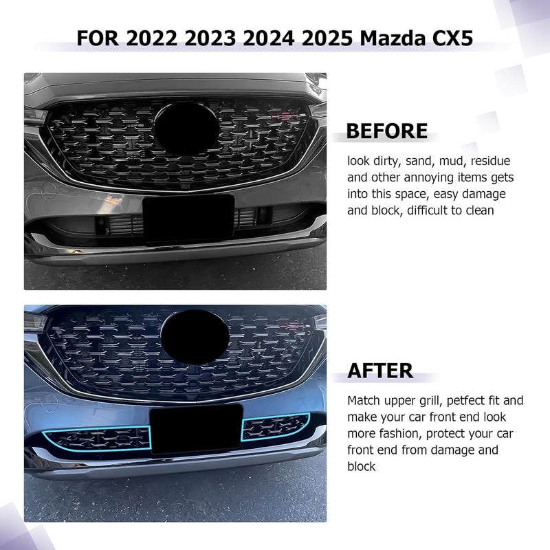 LUWU Front Grill Mesh Compatible With 2022 2023 2024 2025 Mazda CX-5 Front Mesh Grill Inserts Trims Front Mesh Grille Cover Guard for 2024 2025 Mazda CX5 Car Exterior Accessories ABS Material, 2PCS - Image 3